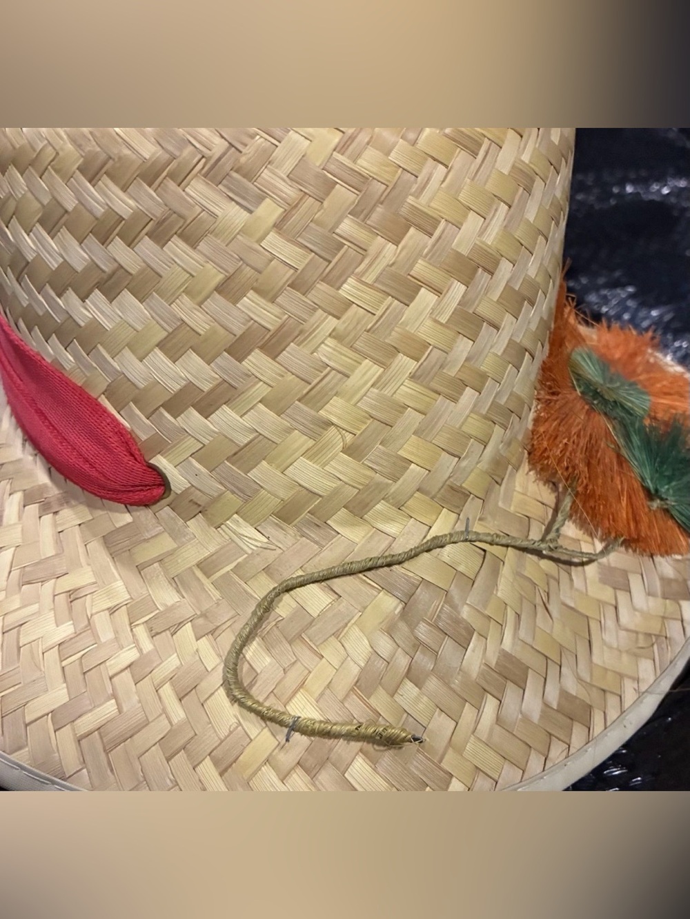 Vintage Straw Raffia Floral Summer Beach Garden Hat From Mexico - Picture 3 of 7